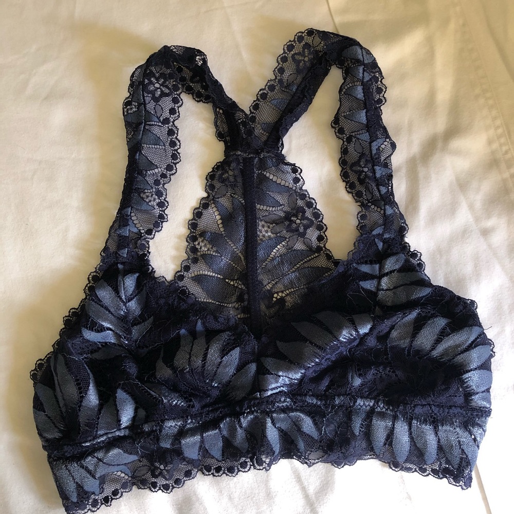AERIE Navy Floral Racer Back Bralette